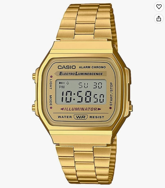 Casio A168 Women’s Golden Digital Watch – Elegant Vintage Style