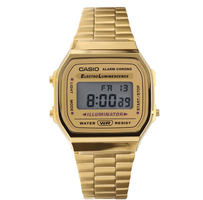 Casio A168 Women’s Golden Digital Watch – Elegant Vintage Style