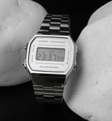 Casio A168 Full Silver Digital Watch for Men & Women – Classic Vintage Style  Description: